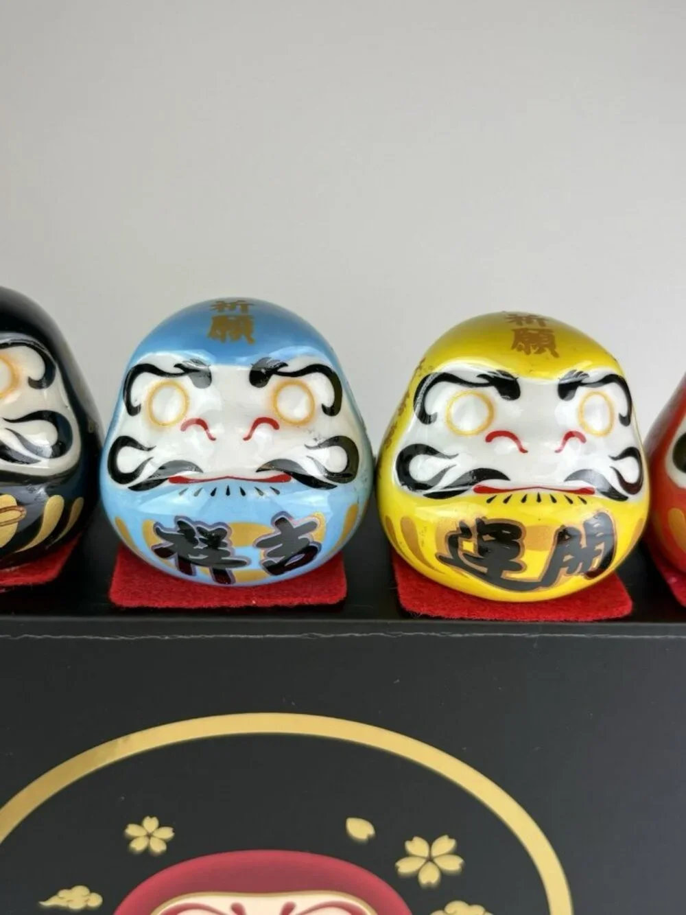 NIB Daruma Ritual Wish Dolls Lot of 5 Ceramic Mini 1.5